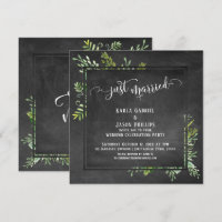 Rama de Folhagem Just Married em Quadro Negro
