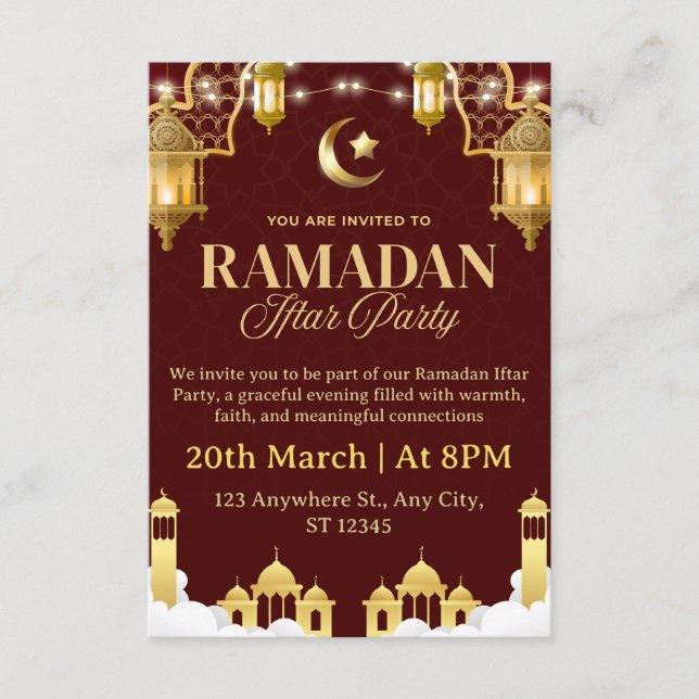 Convite Ramadan Iftar Invitation Card (Frente)
