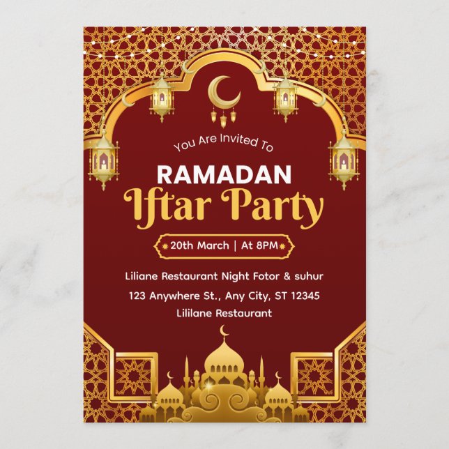 Convite Ramadan Iftar Invitation Card (Frente)