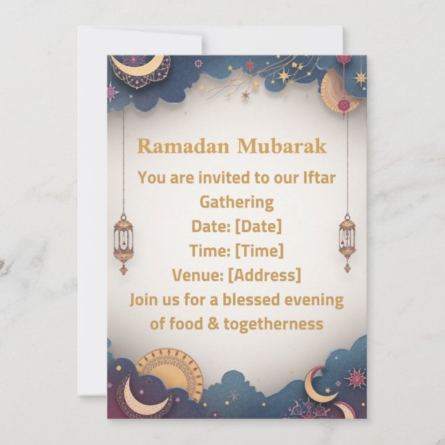 Convite Ramadan Iftar Invitation | Elegant Islamic Gold  (Frente)