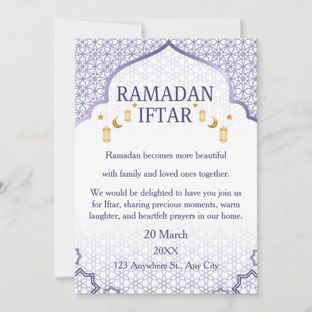 Convite Ramadan Mubarak Invitations – Elegant Family Iftar (Frente)