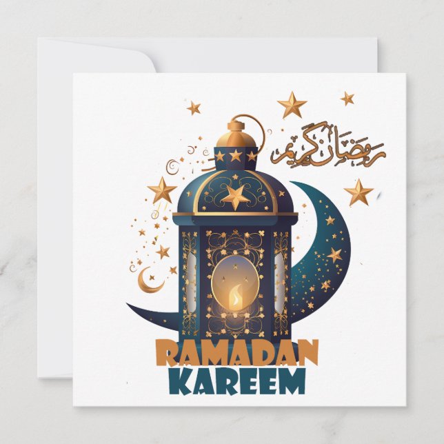 Convite Ramadão Kareem Mubarak Lanterna ramadão 2024 (Frente)
