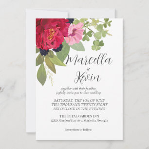 Convite Ramalhete de Noiva de Jardim Floral Brilhante e Co