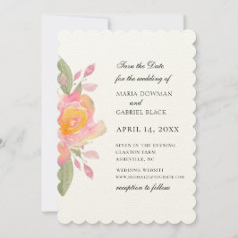 Convite Ramalhete de rosas em aquarela para save the date 