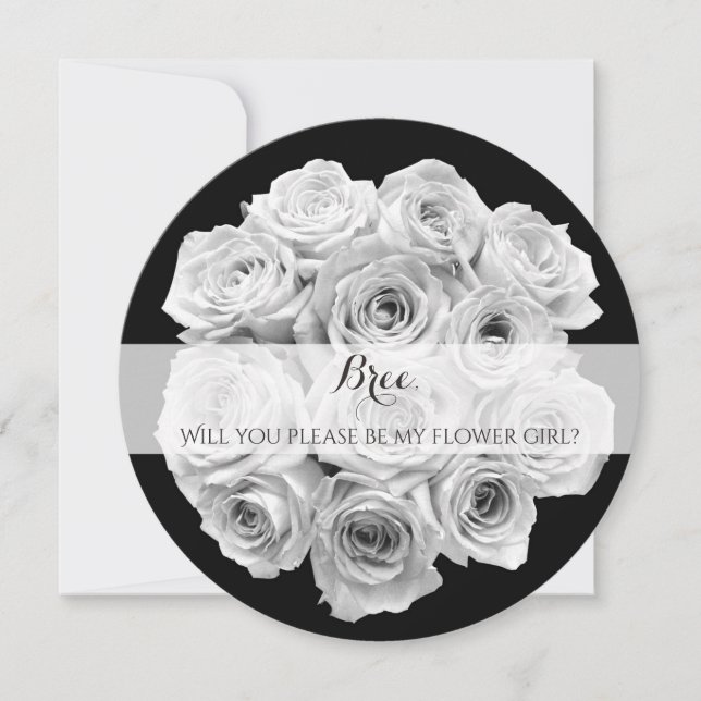 Convite Ramalhete de Rosas Você Será Minha Dama de Flores  (Frente)