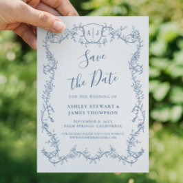 Convite Rambling Rose Steel Blue Casamento Salve a Data