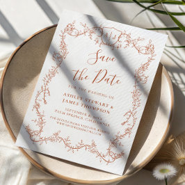 Convite Rambling Rose Terracotta Casamento Save the Date