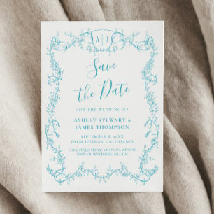 Convite Rambling Rose Turquesa Casamento Salve a Data