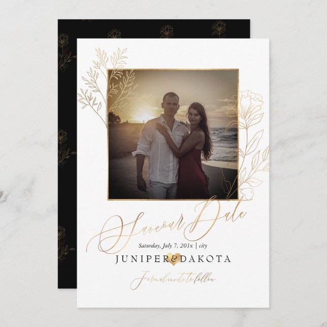 Convite Ramificação Dourada do PixDezines Lisianthus+Delic (Frente/Verso)