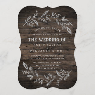 Convite Ramificações Curvas Madeira Casamento De