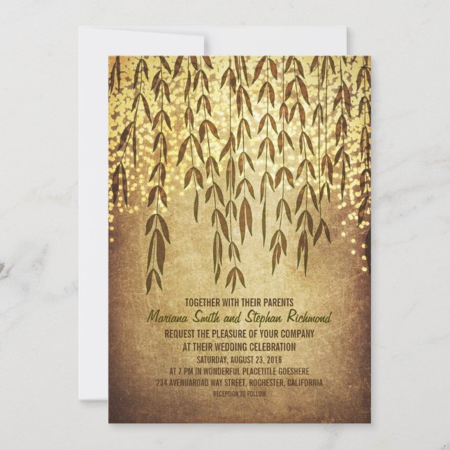 Convite Ramificações de Árvore Selvagem Luzes de String Co (Frente)