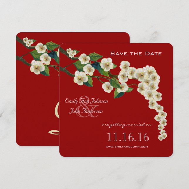 Convite Ramo de Cerejeiras Salve a Data (Frente/Verso)