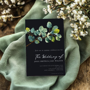 Convite Ramo de Eucalyptus e casamento de folhas verdes