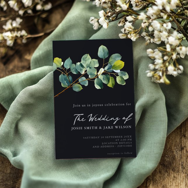 Convite Ramo de Eucalyptus e casamento de folhas verdes (Eucalyptus branch and green leaves wedding invitation)