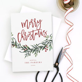 Convite Ramo de feliz natal em letra cursiva não foto feri