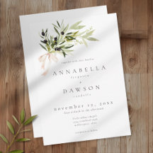 Ramo de Oliveira Aquarela Casamento Minimalista El