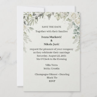 Convite Ramo de Oliveira Floral Branco Salve o Casamento D
