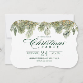 Convite Ramo de pínus verde com ornamentos de festas de na