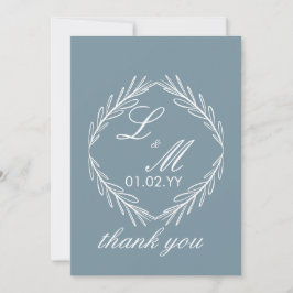 Convite Ramo de Script Monograma Casamento Dusty Blue Agra