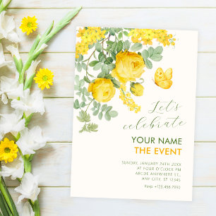 Convite Ramo floral amarelo