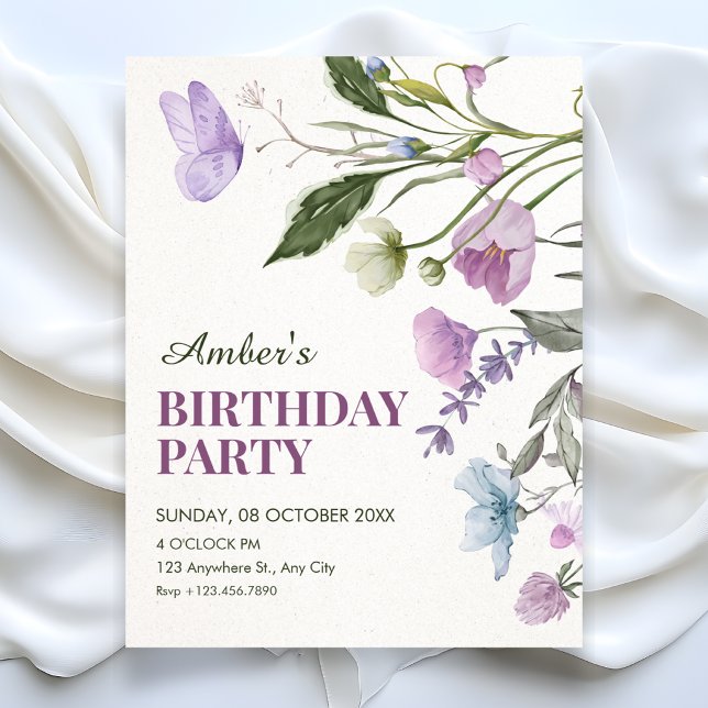Convite ramo floral de aniversário (Criador carregado)