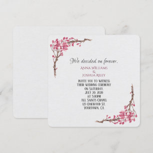 Convite Ramo floral em aquarela rosa em cinza