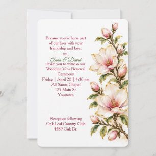Convite Ramo Florido de Magnólia de Casamento