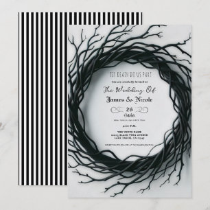 Convite Ramo Preto Elegante Casamento de Outono de Hallowe