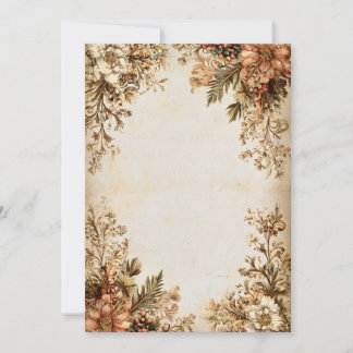 Convite Ramo Realista Holly em Creme | Feriado Clássico