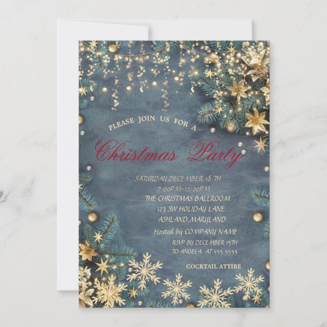 Convite Ramos de árvore de Natal, Confete Christmas Compan (Frente)