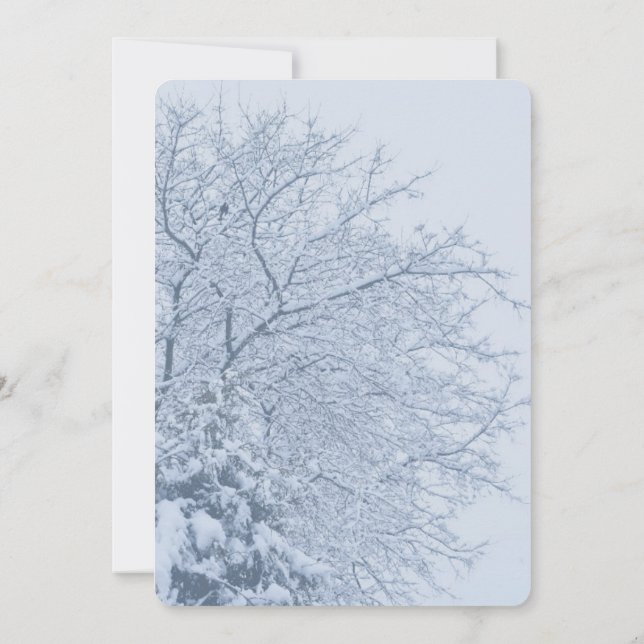 Convite Ramos de Árvore Nevados de Inverno (Verso)