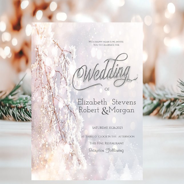 Convite Ramos de Casamento Winter Wonderland (Criador carregado)