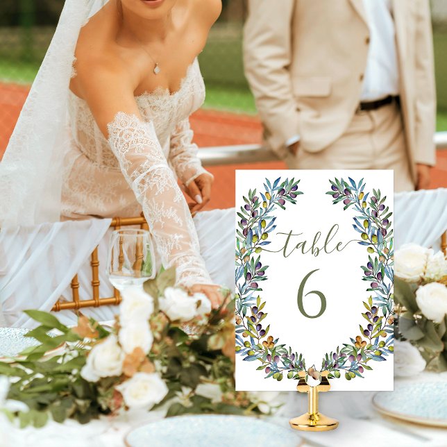 Convite Ramos de oliveira Rua de Boho Números da mesa de c (Criador carregado)