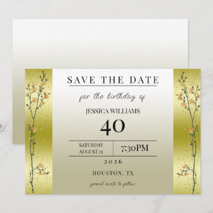 Convite Ramos de Outono, Confete Dourado Salvar a Data