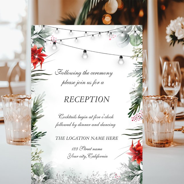 Convite Ramos de Pinheiro, Casamento com Poinsettia (Criador carregado)