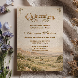 Convite Rancho de Cavalos Olive Ocidental Quinceañera