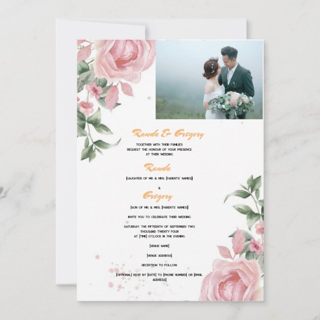 Convite Randa & Gregory Junto Com Suas Famílias Requ (Frente)