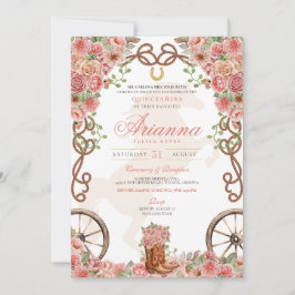 Convite Ranhura Charro Ocidental do País rosa Dourado Quin