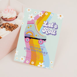 Convite Ranhura do rolo do skate Retro Arco-Íris Aniversár