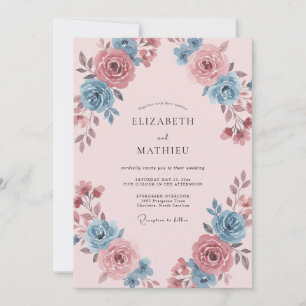 Convite Ranúnculo Eucalipto Casamento Mauve Silenciado Cen