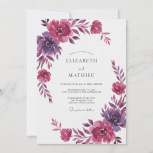 Convite Ranúnculo Roxo Eucalipto Casamento