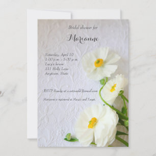 Convite Ranunculus branco no papel texturizado