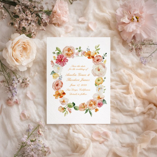 Convite Ranunculus Citrus Casamento de Verão Salve a Data (Criador carregado)