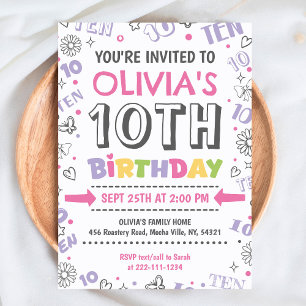 Convite Rapariga 10º Aniversário