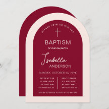 Rapariga Baptism Arch Burgundy Rosa Script Moderno