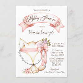 Convite Rapariga Boho Fox Baby Shower