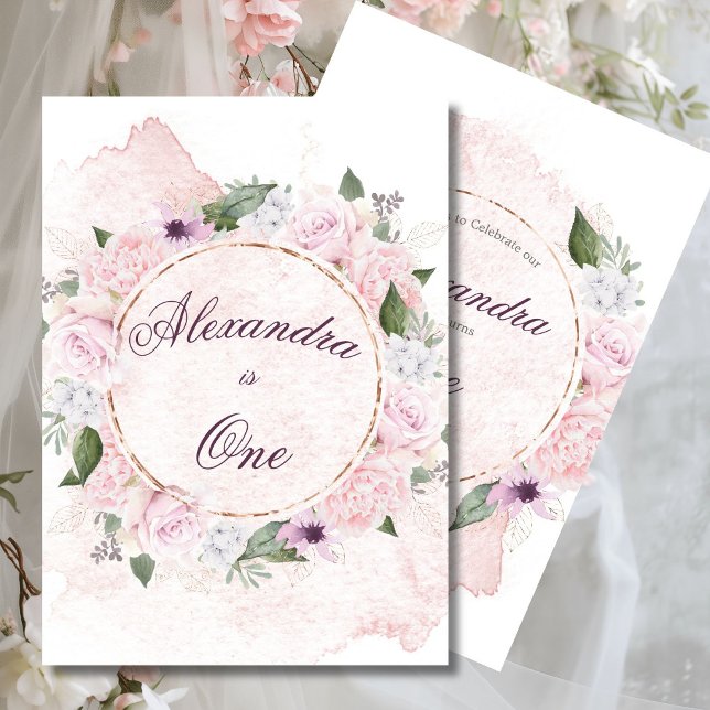 Convite Rapariga Bonito rosa  de aniversário (Criador carregado)