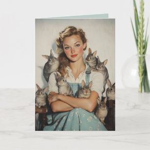 Convite Rapariga cercada por Bunnies