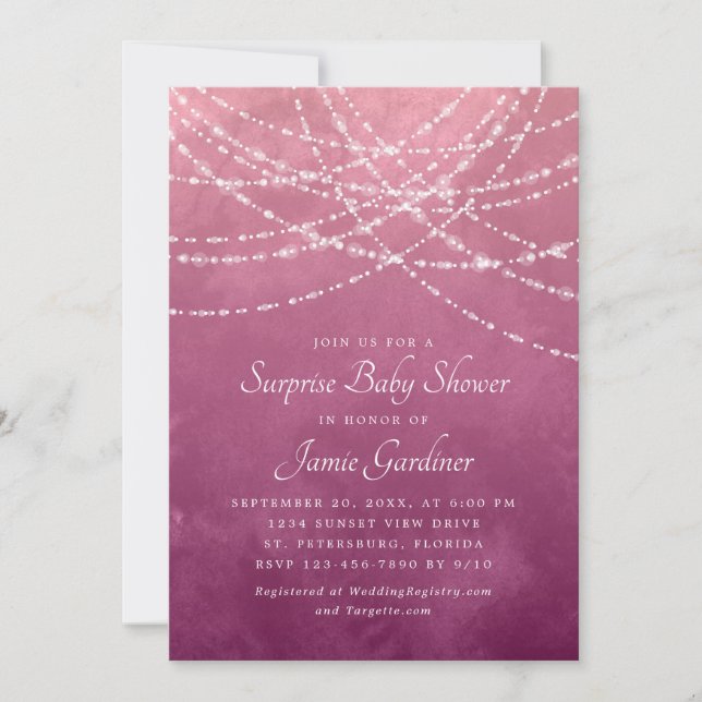 Convite Rapariga Chá de fraldas Surpresa (Frente)