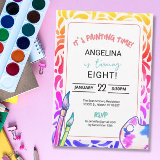 Convite Rapariga da Festa de aniversário de pintura do arc
